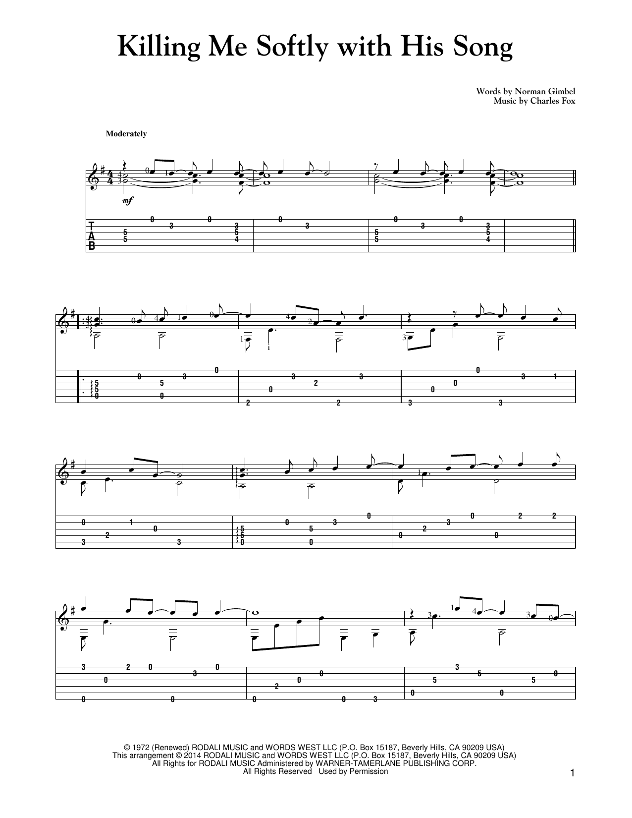 Mark Phillips Killing Me Softly With His Song sheet music notes and chords. Download Printable PDF.