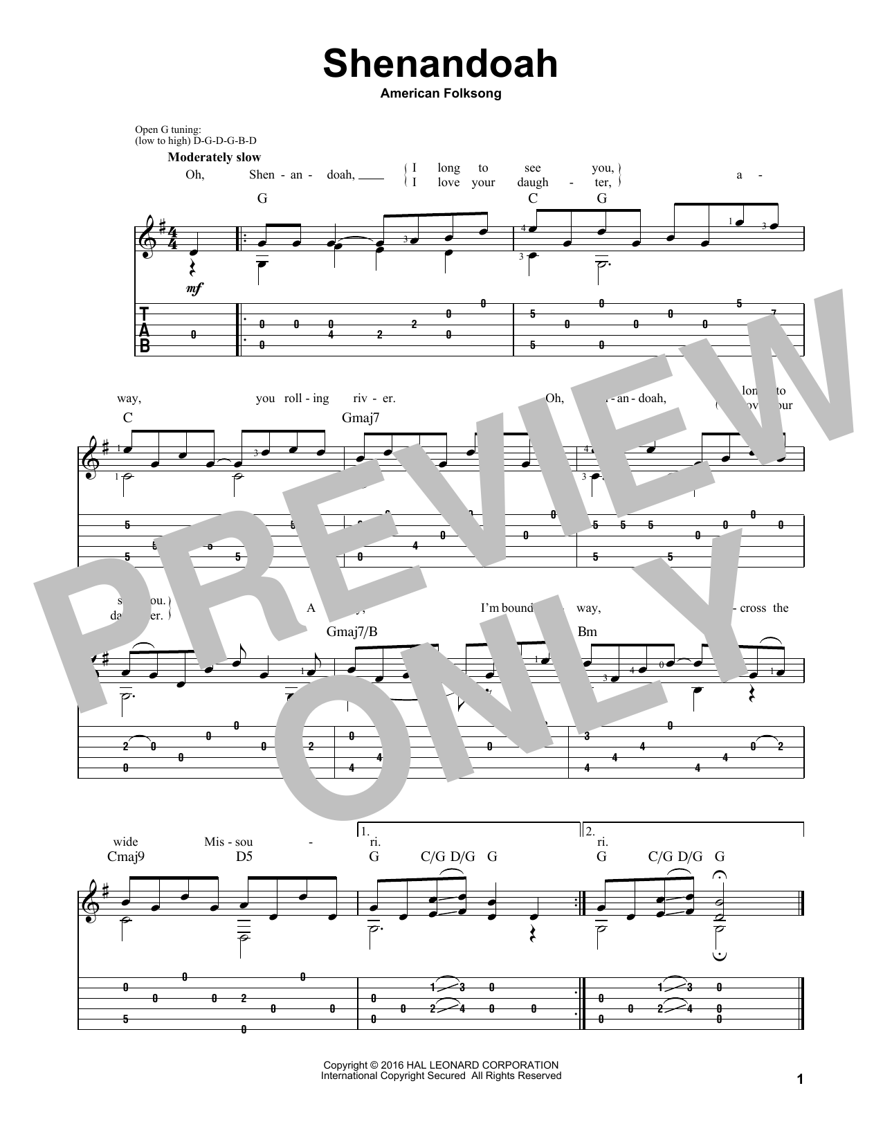 Traditional American Folksong Shenandoah sheet music notes and chords. Download Printable PDF.