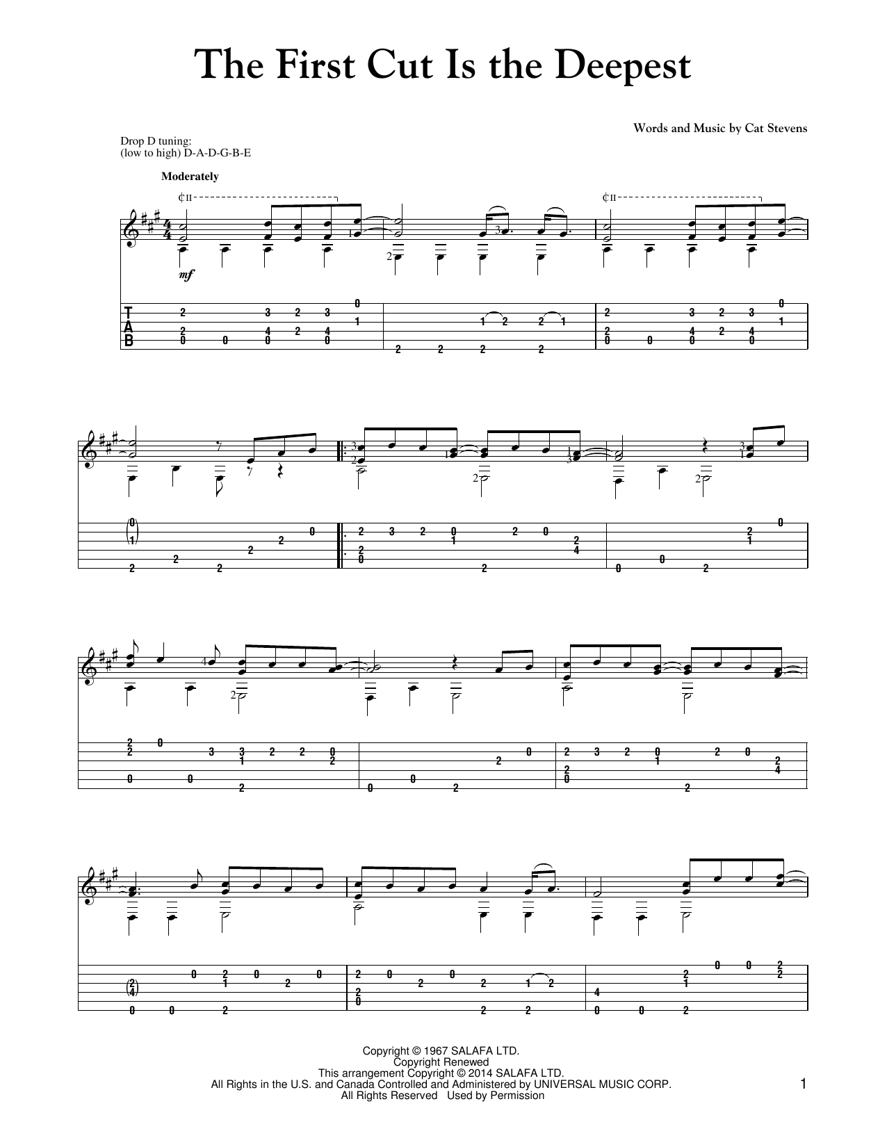 Mark Phillips The First Cut Is The Deepest sheet music notes and chords. Download Printable PDF.