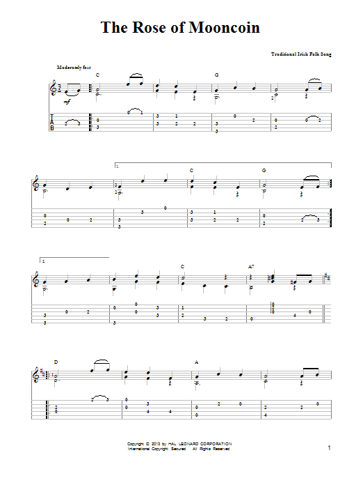 Learn to play Irish Folksong The Rose Of Mooncoin sheet music for Easy Guitar Tab in minutes. Price: 6.9900$ Irish Folksong The Rose Of Mooncoin sheet music notes and chords arranged for Easy Guitar Tab