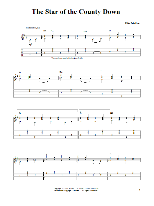 Irish Folksong The Star Of The County Down sheet music notes and chords. Download Printable PDF.