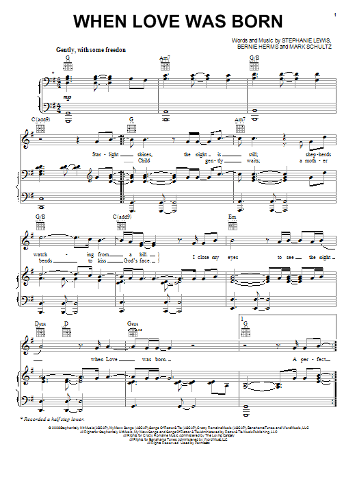 Mark Schultz When Love Was Born sheet music notes and chords. Download Printable PDF.