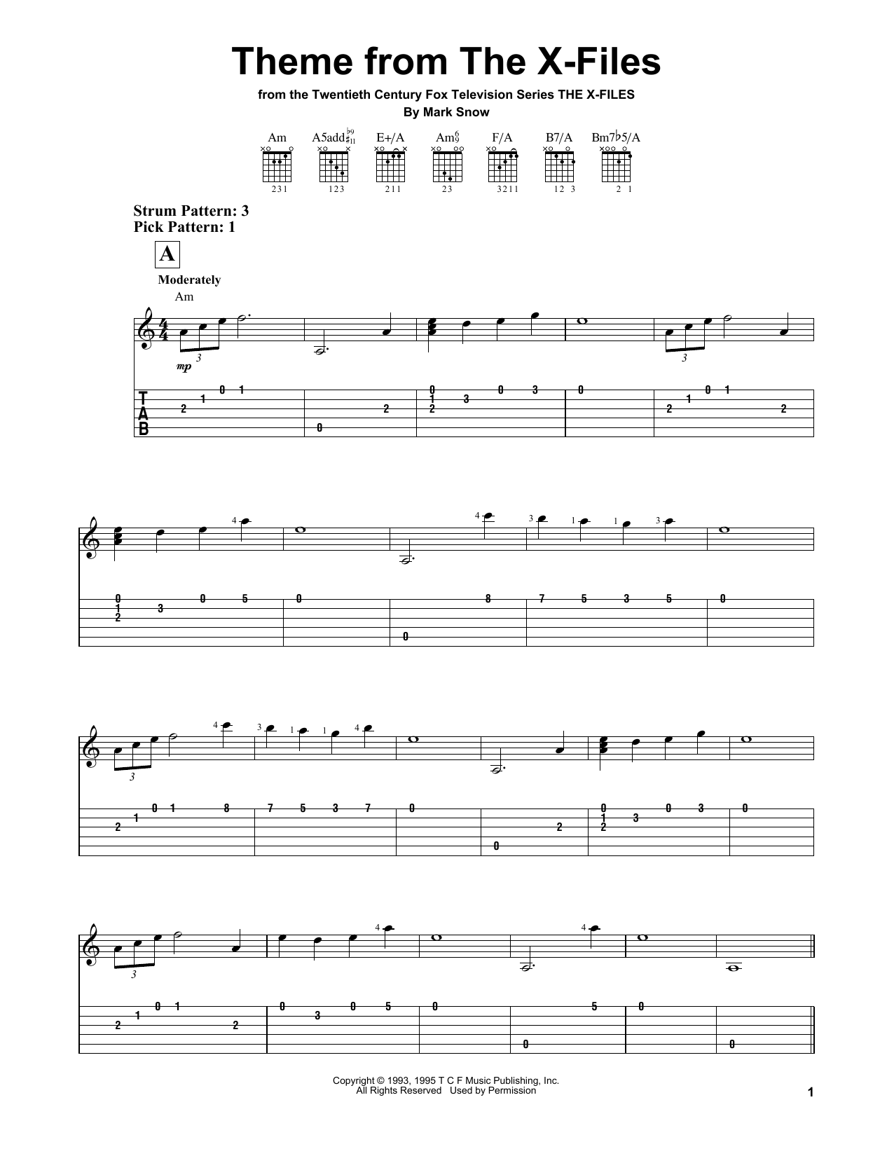 Mark Snow Theme From The X-Files sheet music notes and chords. Download Printable PDF.