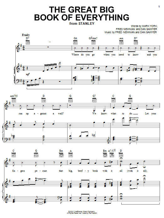 Fred Newman The Great Big Book Of Everything (from Stanley) sheet music notes and chords arranged for Piano, Vocal & Guitar Chords (Right-Hand Melody)