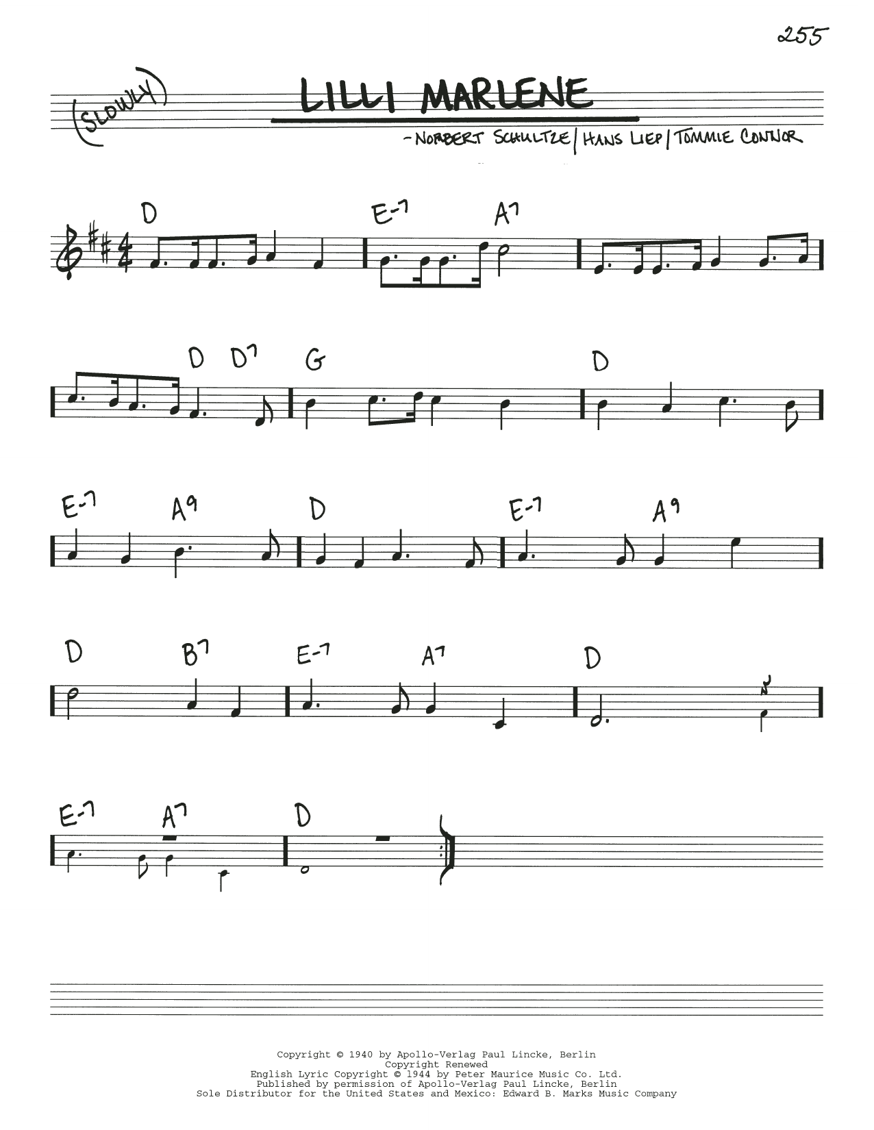 Marlene Dietrich Lilli Marlene (Lili Marleen) sheet music notes and chords. Download Printable PDF.