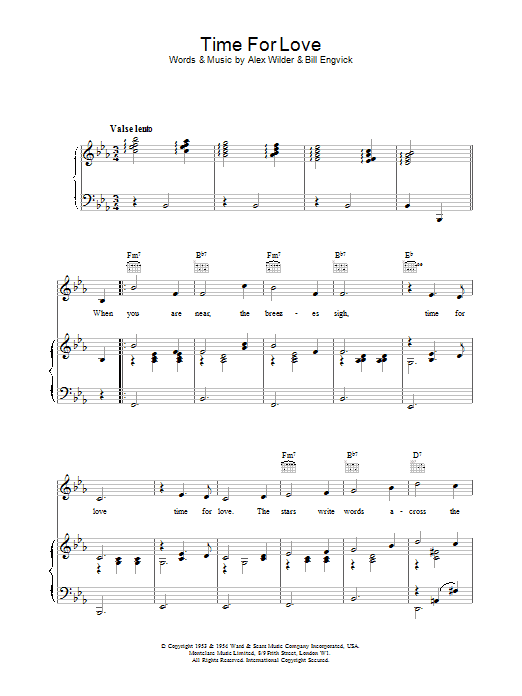 Marlene Dietrich Time For Love sheet music notes and chords arranged for Piano, Vocal & Guitar Chords
