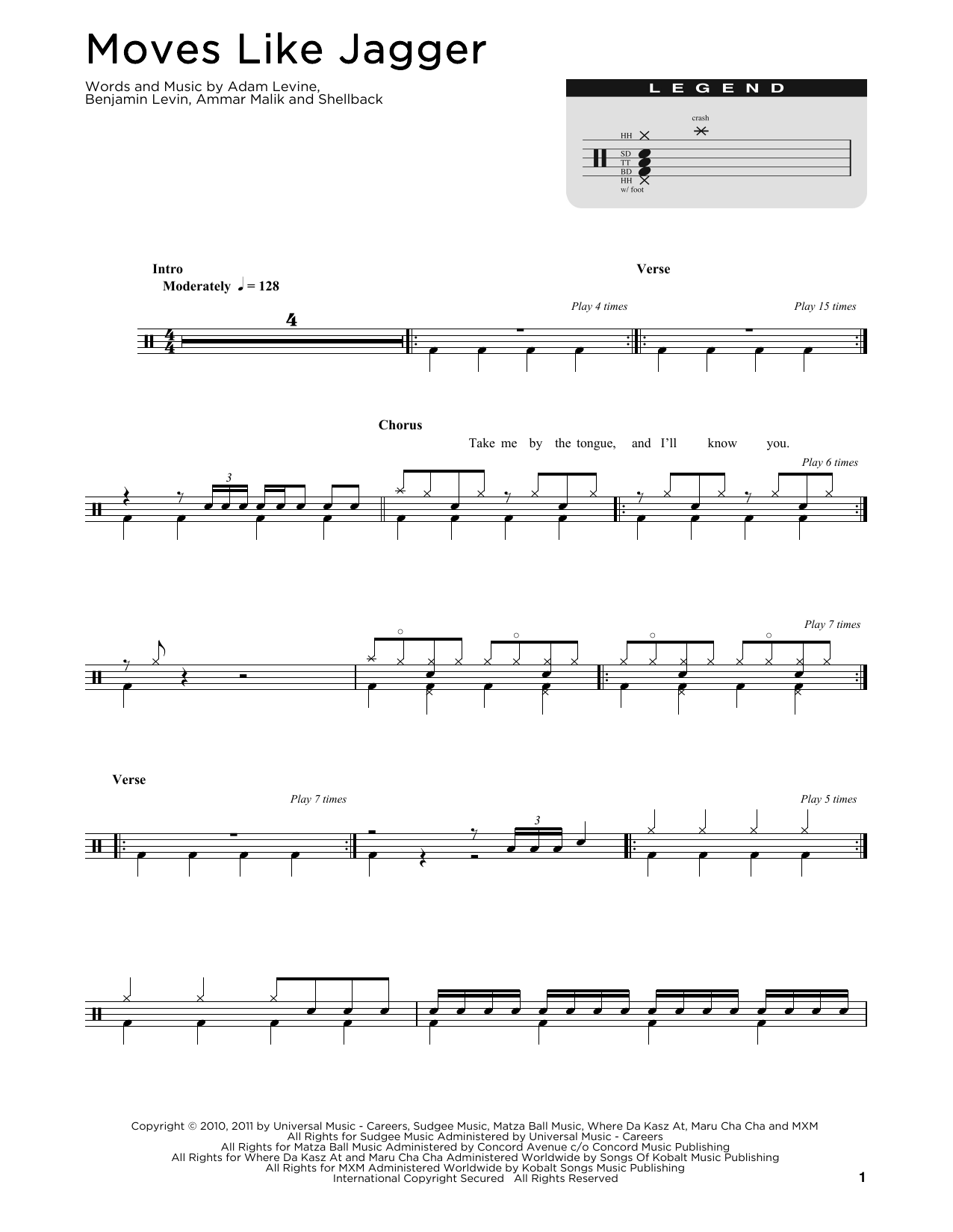 Maroon 5 Moves Like Jagger (feat. Christina Aguilera) sheet music notes and chords. Download Printable PDF.