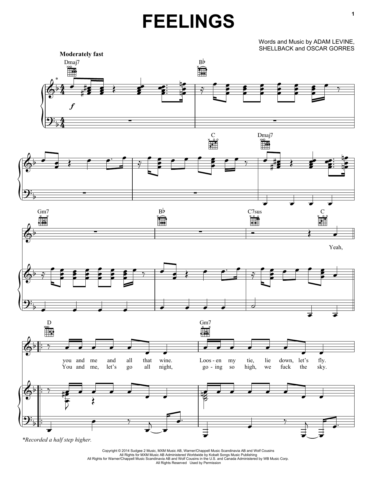 Learn to play Maroon 5 Feelings sheet music for Piano, Vocal & Guitar Chords (Right-Hand Melody) in minutes. Price: 7.8900$ Maroon 5 Feelings sheet music notes and chords arranged for Piano, Vocal & Guitar Chords (Right-Hand Melody)