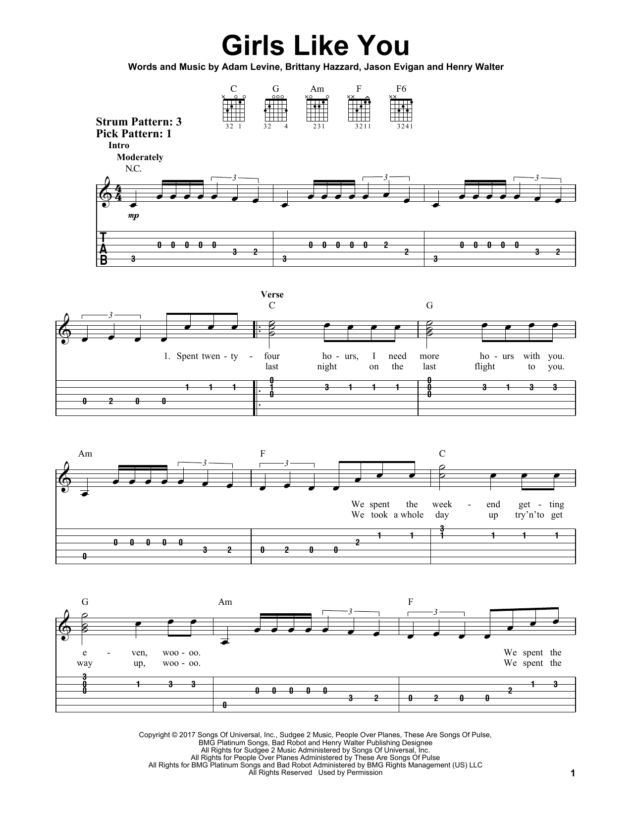 Maroon 5 Girls Like You sheet music notes and chords. Download Printable PDF.