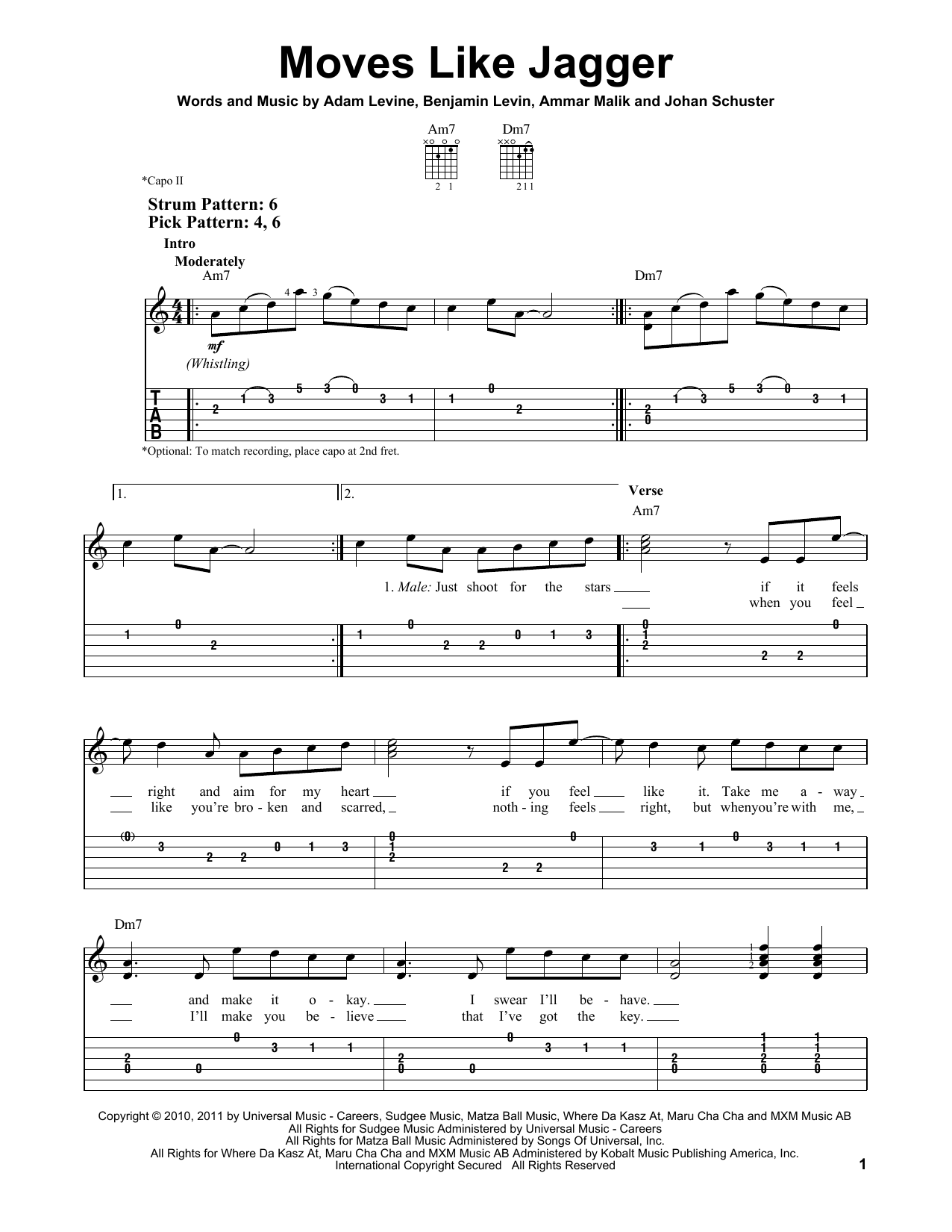 Maroon 5 Moves Like Jagger sheet music notes and chords. Download Printable PDF.