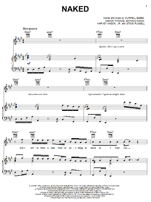 Learn to play Marques Houston Naked sheet music for Piano, Vocal & Guitar Chords (Right-Hand Melody) in minutes. Price: 7.8900$ Marques Houston Naked sheet music notes and chords arranged for Piano, Vocal & Guitar Chords (Right-Hand Melody)