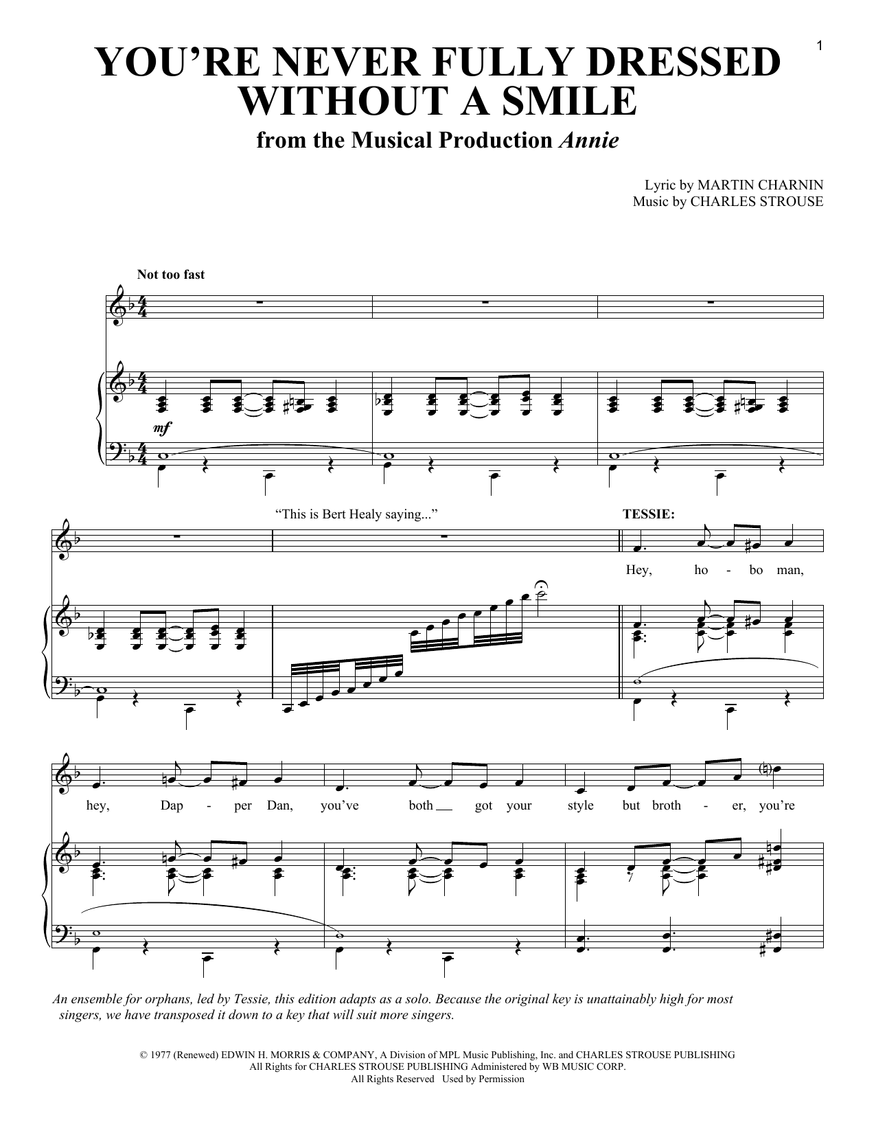 Charles Strouse You're Never Fully Dressed Without A Smile sheet music notes and chords. Download Printable PDF.