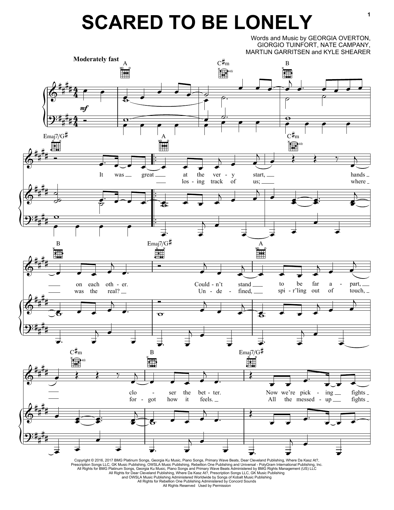 Learn to play Martin Garrix & Dua Lipa Scared To Be Lonely sheet music for Piano, Vocal & Guitar Chords (Right-Hand Melody) in minutes. Price: 7.8900$ Martin Garrix & Dua Lipa Scared To Be Lonely sheet music notes and chords arranged for Piano, Vocal & Guitar Chords (Right-Hand Melody)