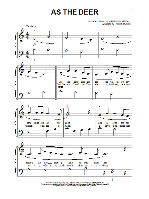 Phillip Keveren As The Deer sheet music notes and chords. Download Printable PDF.