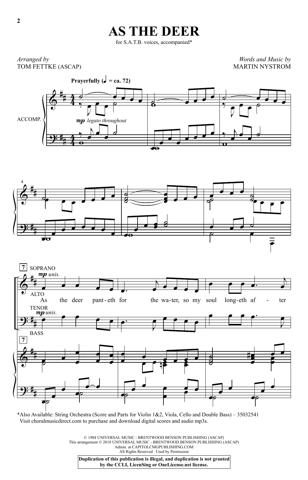 Martin Nystrom As the Deer (arr. Tom Fettke) sheet music notes and chords. Download Printable PDF.