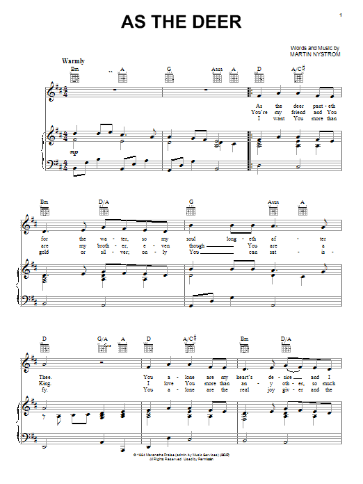 Martin Nystrom As The Deer sheet music notes and chords. Download Printable PDF.