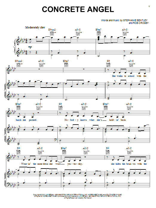 Martina McBride Concrete Angel sheet music notes and chords. Download Printable PDF.