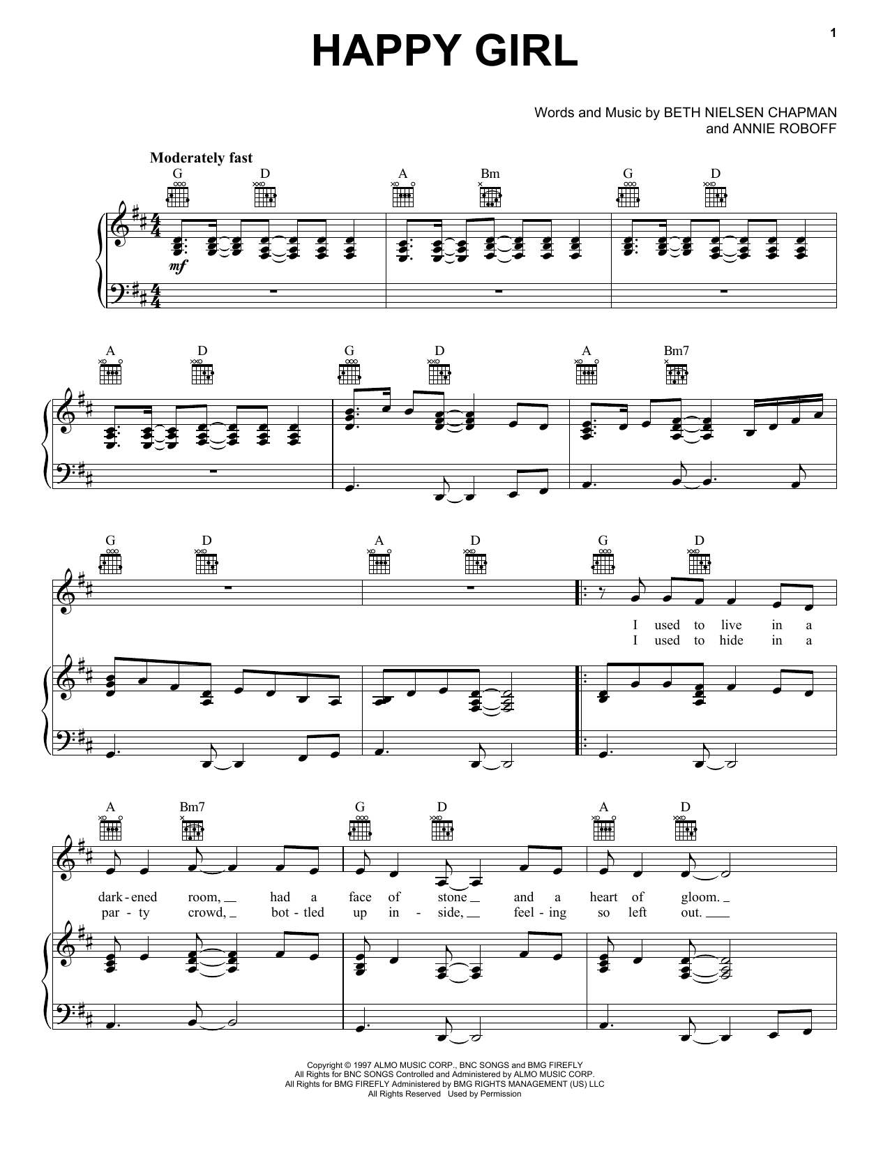 Martina McBride Happy Girl sheet music notes and chords. Download Printable PDF.