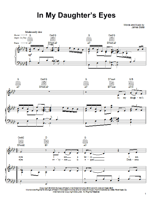 Martina McBride In My Daughter's Eyes sheet music notes and chords. Download Printable PDF.