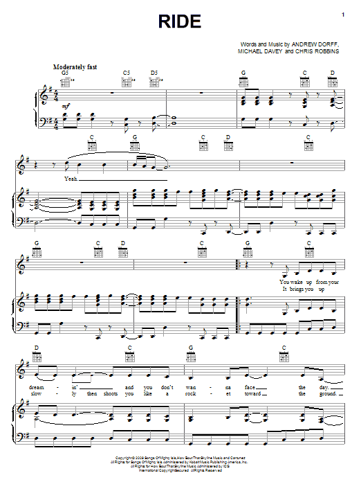 Martina McBride Ride sheet music notes and chords arranged for Piano, Vocal & Guitar Chords (Right-Hand Melody)