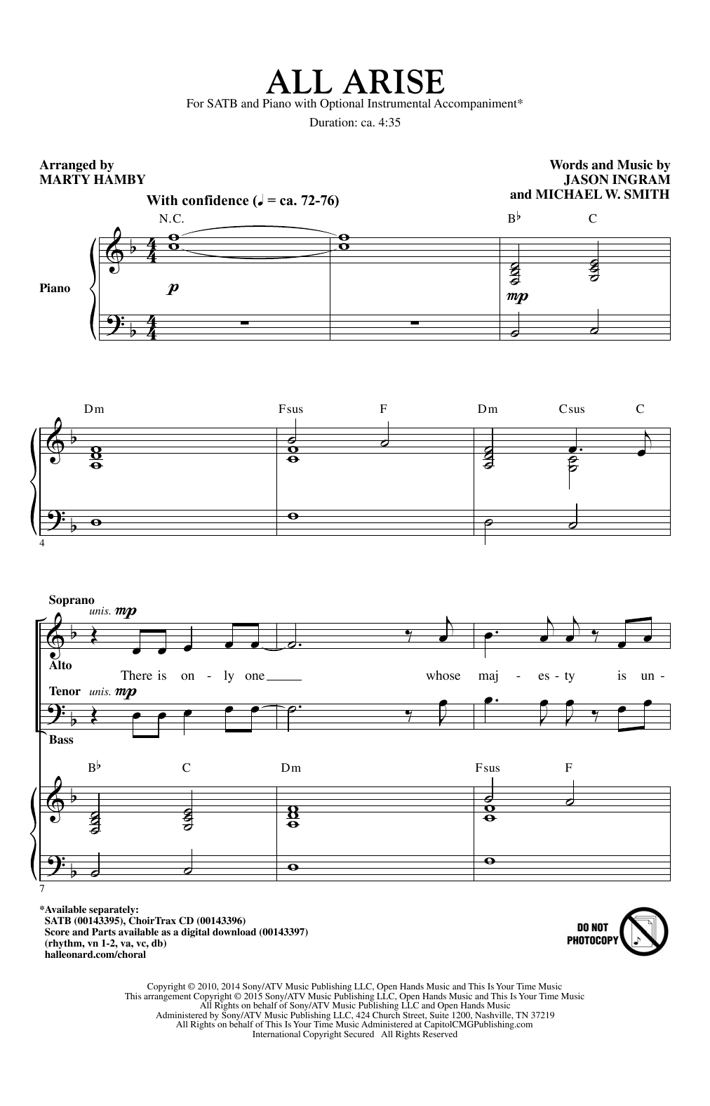 Learn to play Marty Hamby All Arise sheet music for SATB Choir in minutes. Price: 3.9900$ Marty Hamby All Arise sheet music notes and chords arranged for SATB Choir