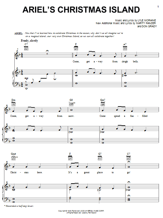 Learn to play Marty Panzer Ariel's Christmas Island sheet music for Piano, Vocal & Guitar Chords (Right-Hand Melody) in minutes. Price: 7.8900$ Marty Panzer Ariel's Christmas Island sheet music notes and chords arranged for Piano, Vocal & Guitar Chords (Right-Hand Melody)