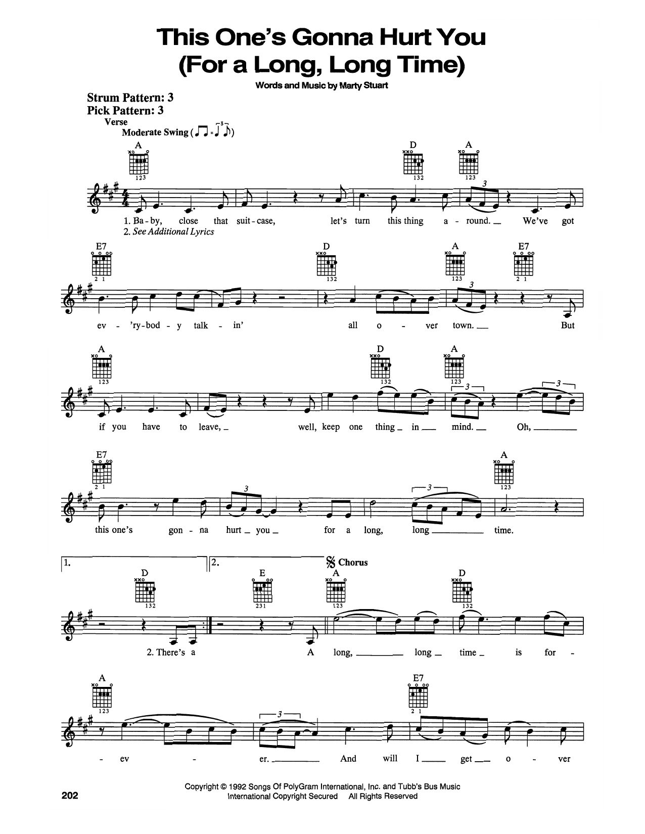 Marty Stuart and Travis Tritt This One's Gonna Hurt You (For A Long, Long Time) sheet music notes and chords. Download Printable PDF.