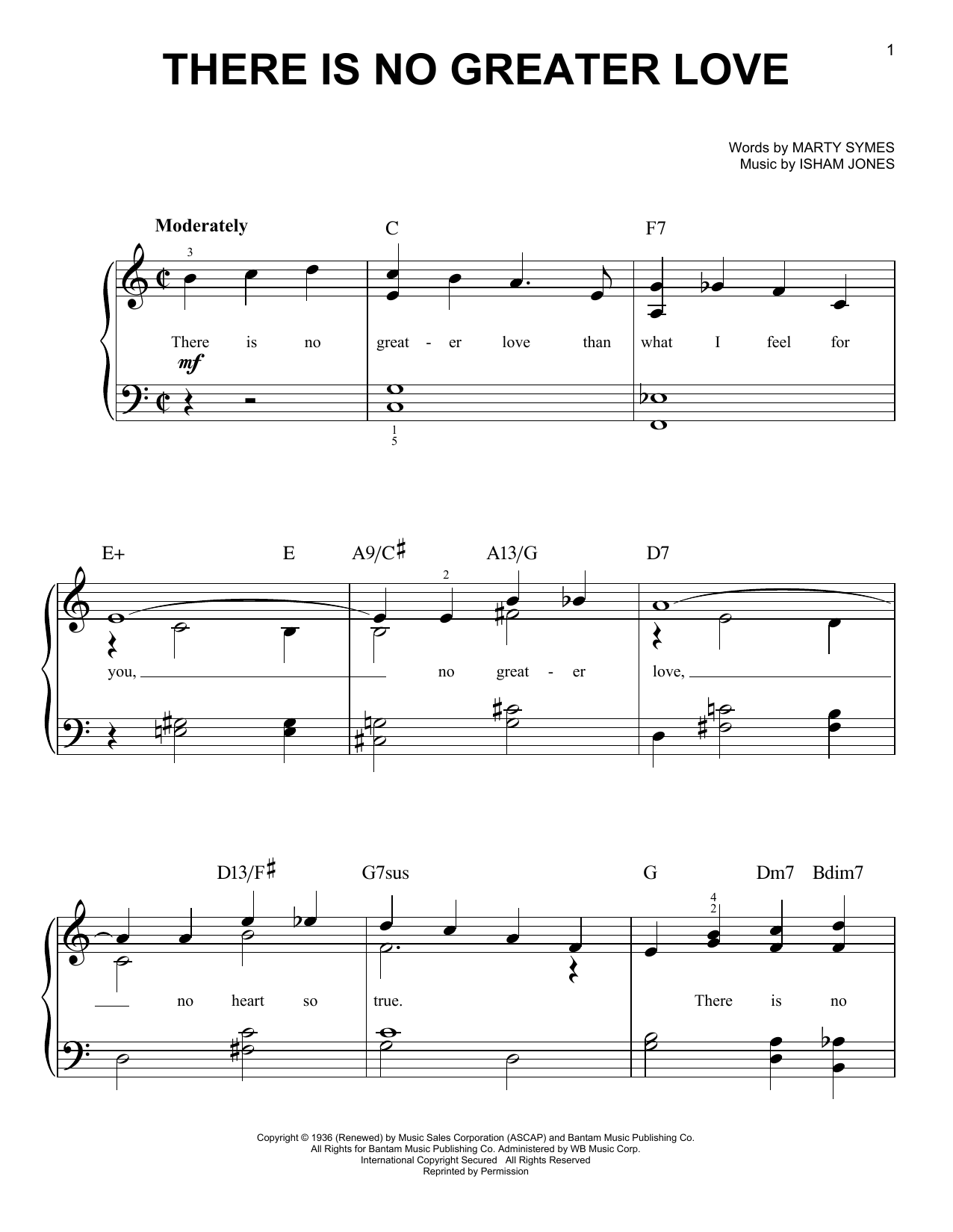 Marty Symes There Is No Greater Love sheet music notes and chords. Download Printable PDF.