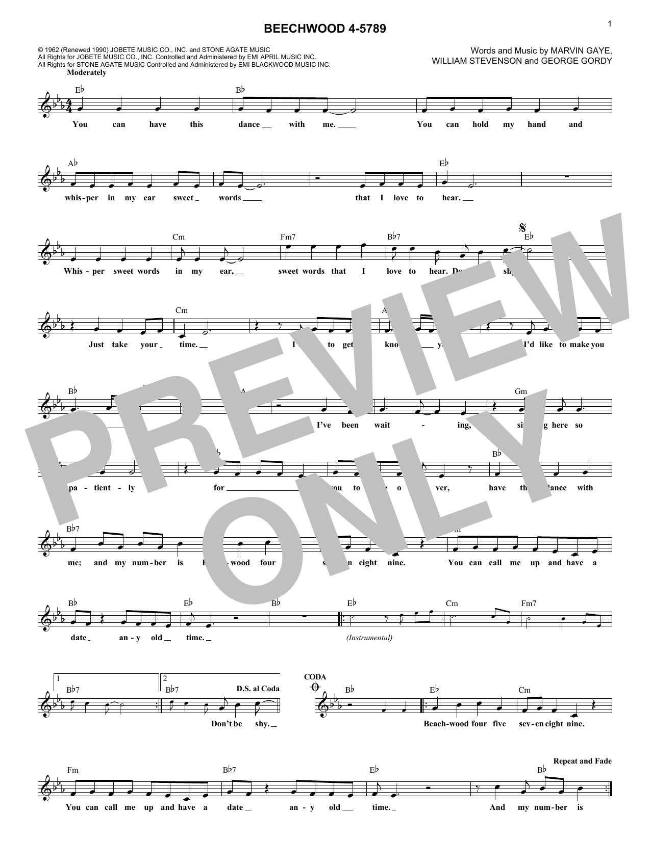 The Marvelettes Beechwood 4-5789 sheet music notes and chords. Download Printable PDF.