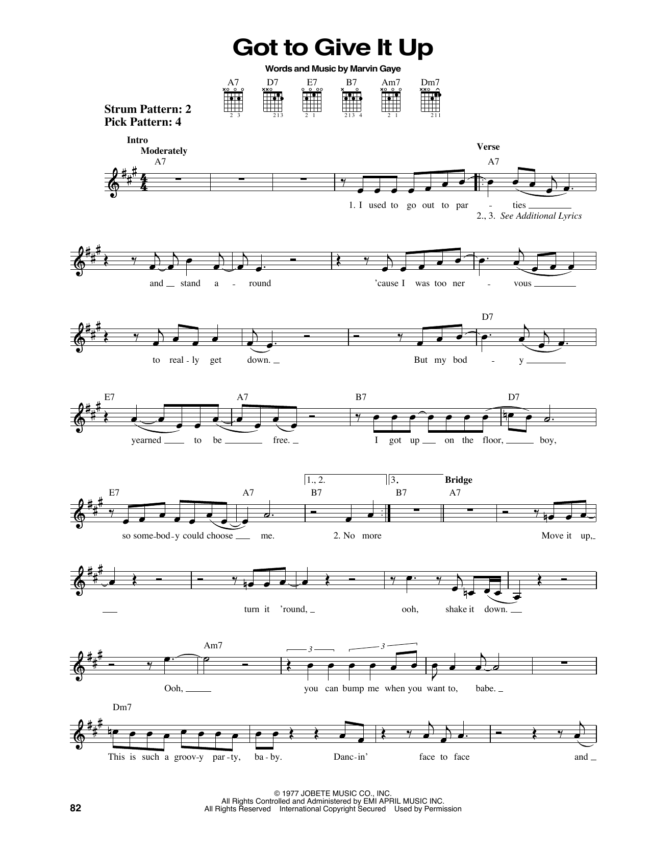 Marvin Gaye Got To Give It Up sheet music notes and chords. Download Printable PDF.