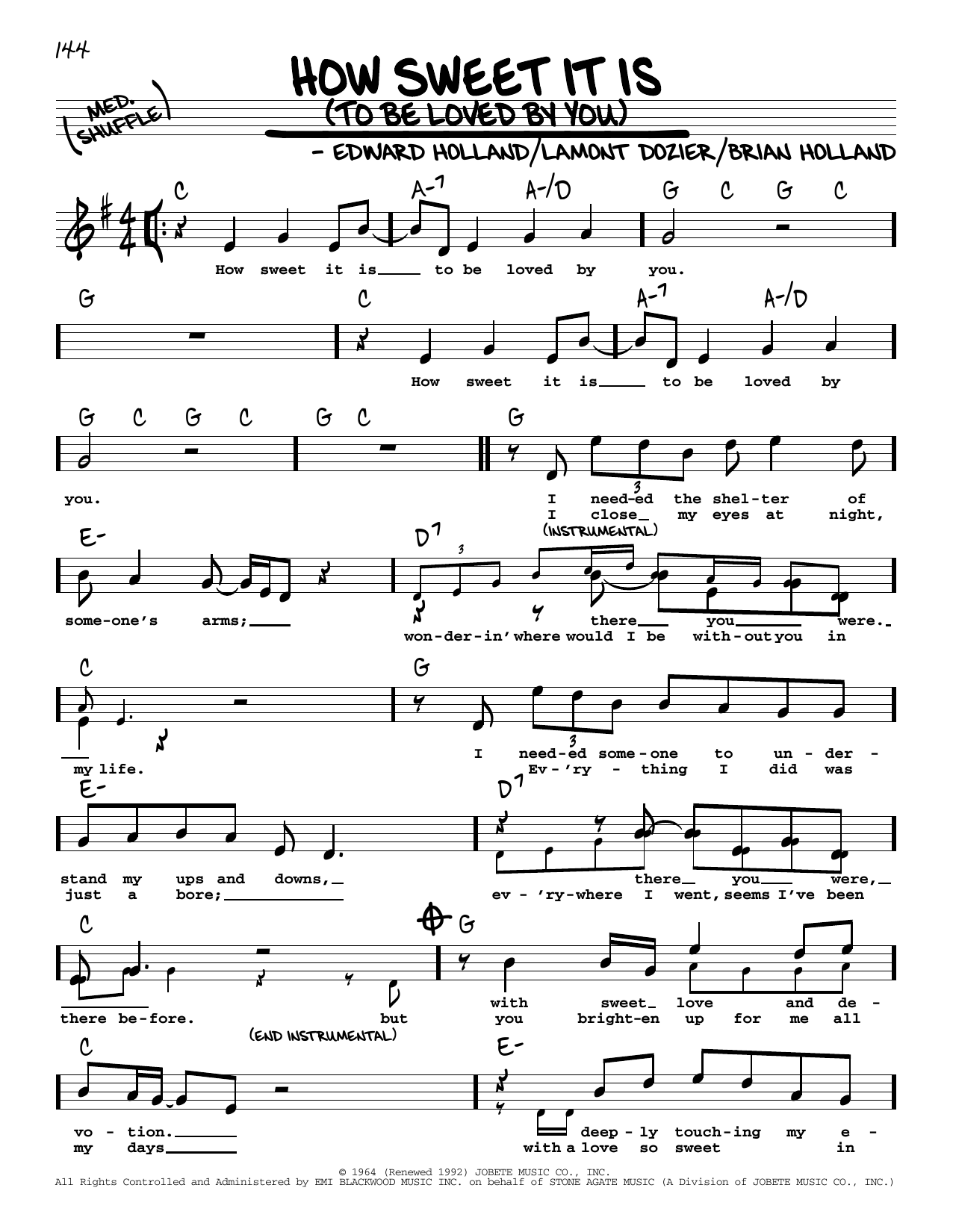 Learn to play Marvin Gaye How Sweet It Is (To Be Loved By You) (High Voice) sheet music for Real Book – Melody, Lyrics & Chords in minutes. Price: 5.9900$ Marvin Gaye How Sweet It Is (To Be Loved By You) (High Voice) sheet music notes and chords arranged for Real Book – Melody, Lyrics & Chords