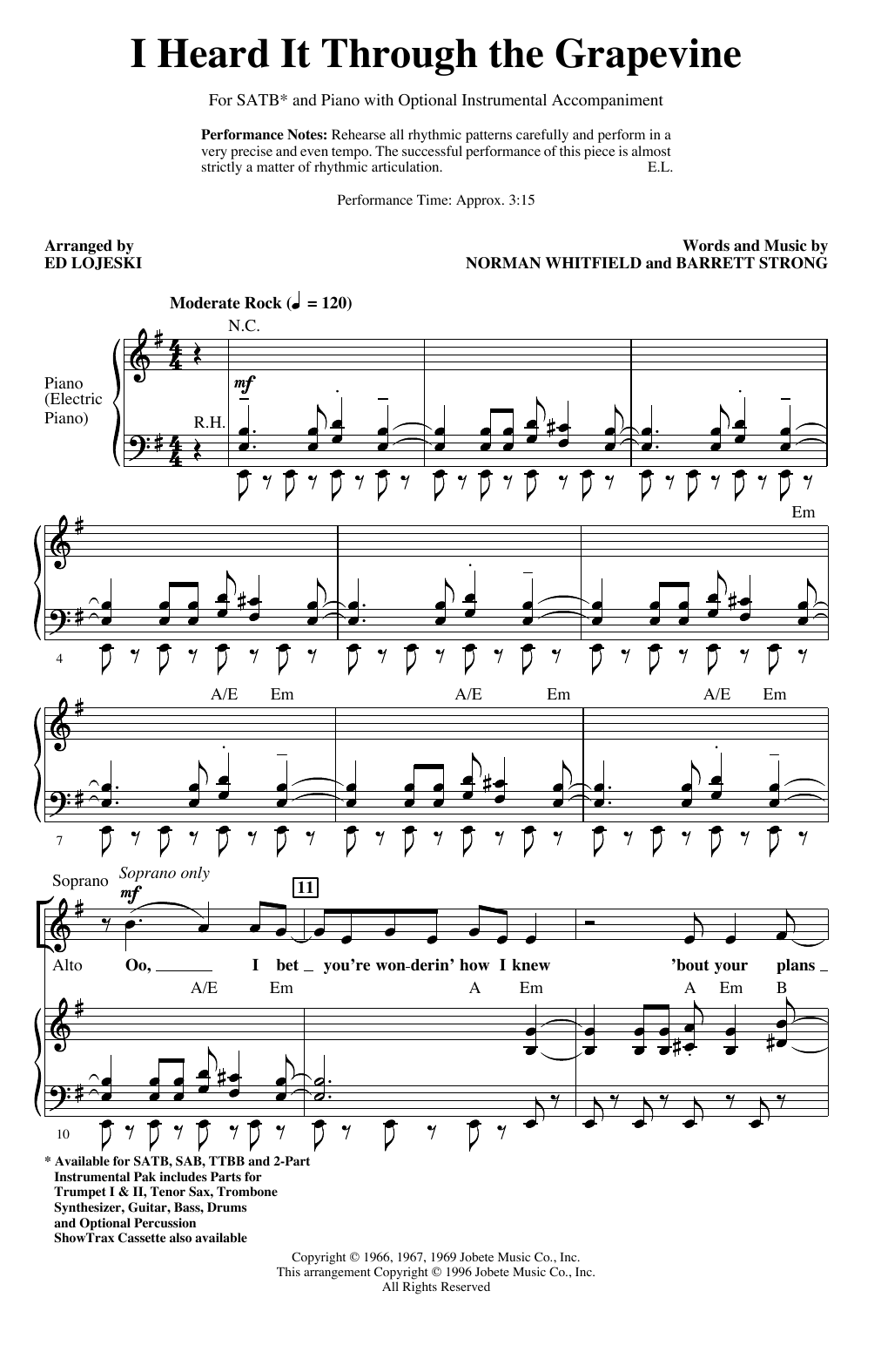 Marvin Gaye I Heard It Through The Grapevine (arr. Ed Lojeski) sheet music notes and chords arranged for TTBB Choir