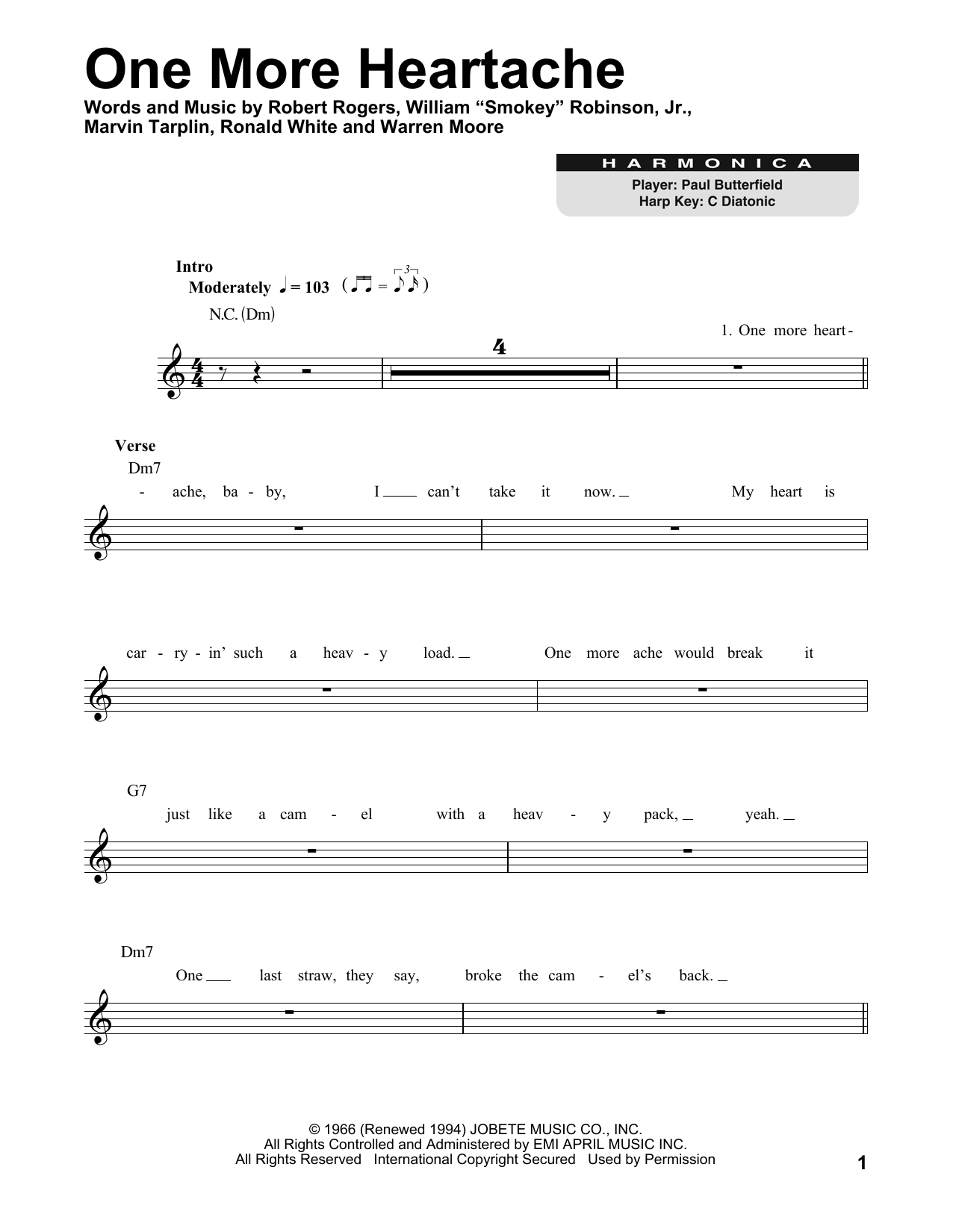 Marvin Gaye One More Heartache sheet music notes and chords. Download Printable PDF.