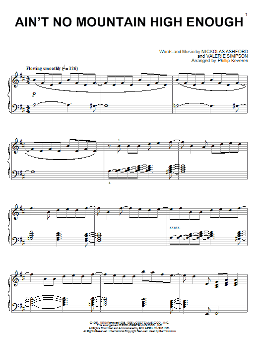 Marvin Gaye & Tammi Terrell Ain't No Mountain High Enough sheet music notes and chords. Download Printable PDF.