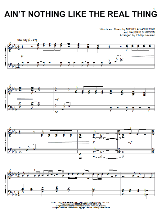 Learn to play Marvin Gaye & Tammi Terrell Ain't Nothing Like The Real Thing sheet music for Piano Solo in minutes. Price: 7.8900$ Marvin Gaye & Tammi Terrell Ain't Nothing Like The Real Thing sheet music notes and chords arranged for Piano Solo