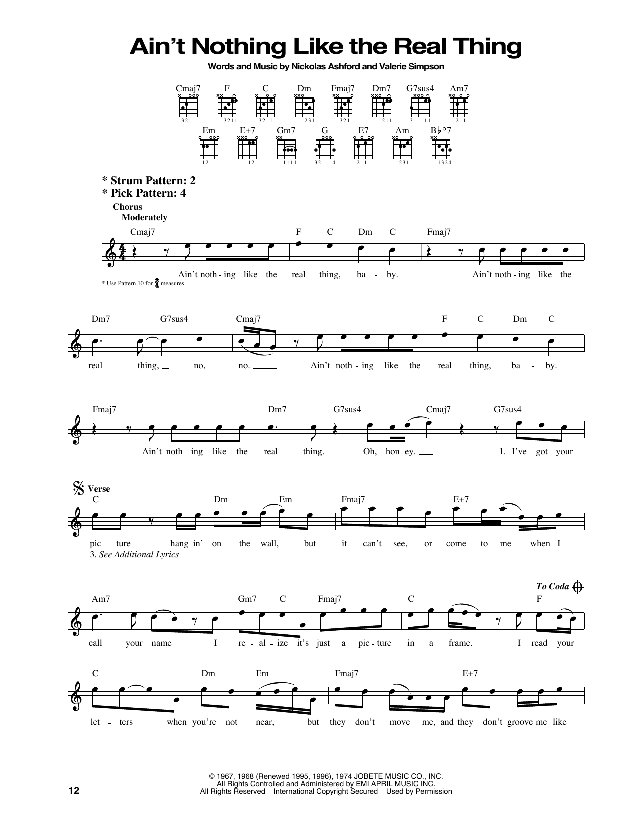 Marvin Gaye & Tammi Terrell Ain't Nothing Like The Real Thing sheet music notes and chords. Download Printable PDF.