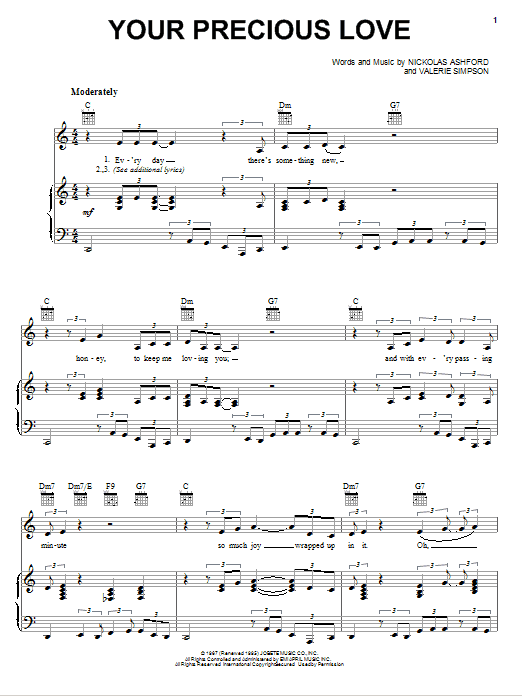 Learn to play Marvin Gaye & Tammi Terrell Your Precious Love sheet music for Piano, Vocal & Guitar Chords (Right-Hand Melody) in minutes. Price: 7.8900$ Marvin Gaye & Tammi Terrell Your Precious Love sheet music notes and chords arranged for Piano, Vocal & Guitar Chords (Right-Hand Melody)