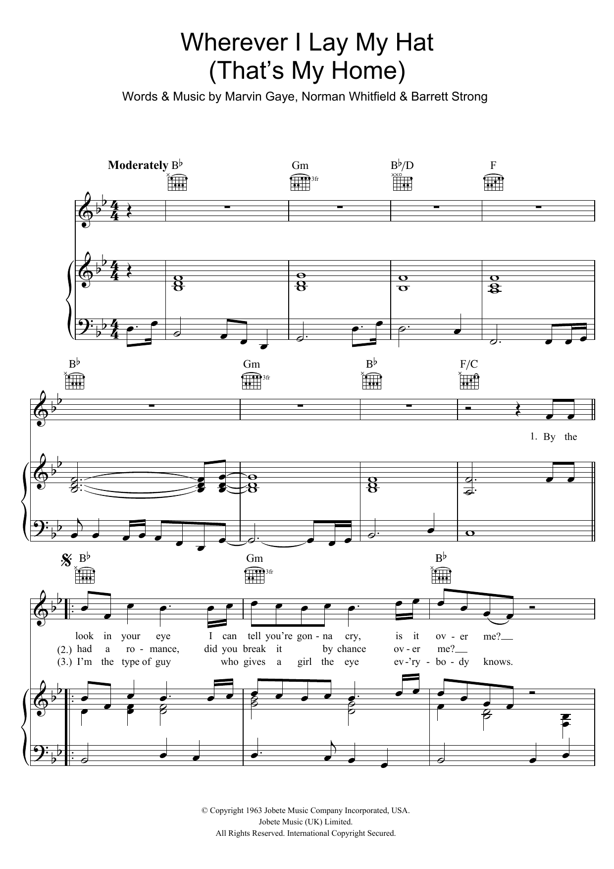 Marvin Gaye Wherever I Lay My Hat (That's My Home) sheet music notes and chords. Download Printable PDF.