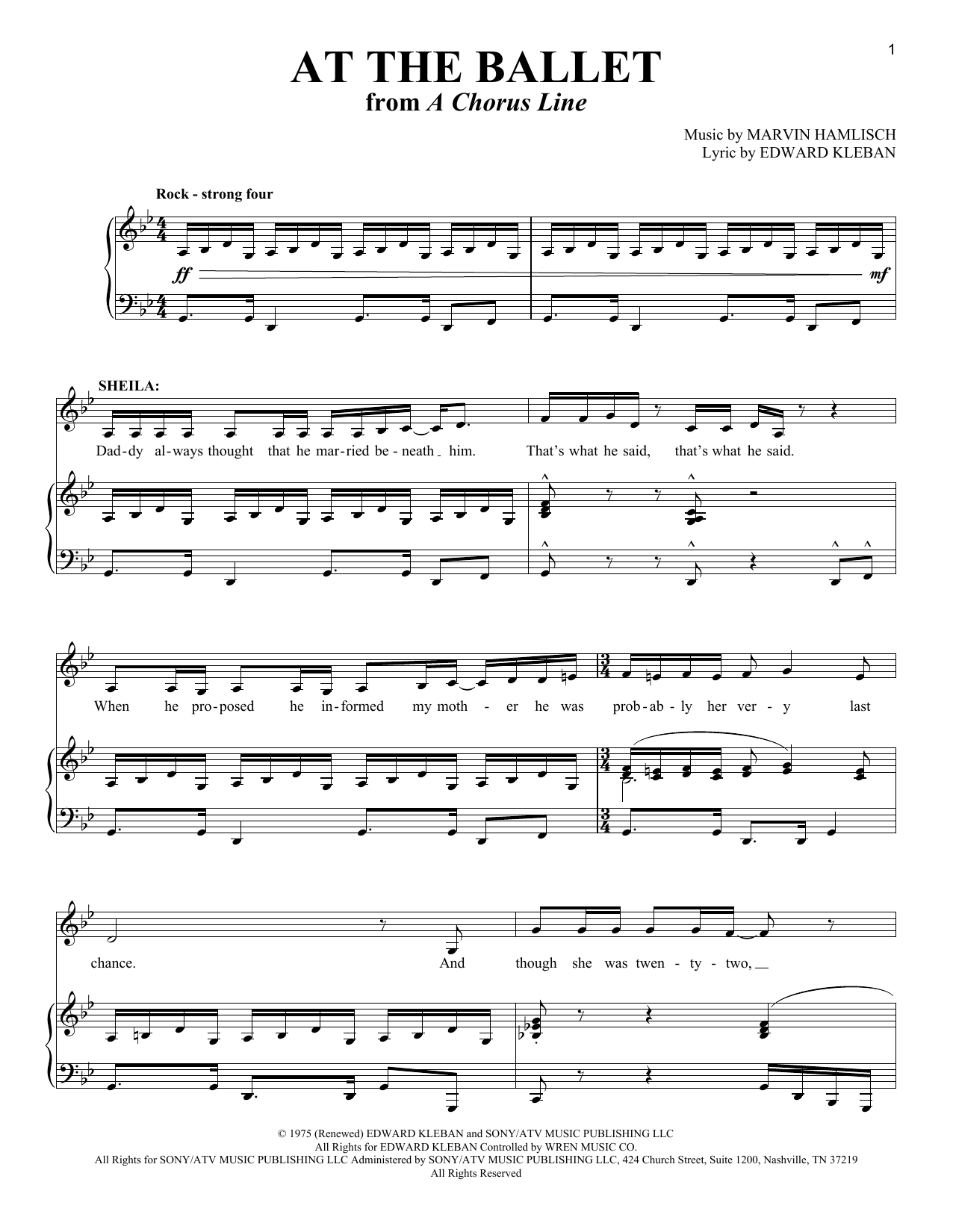 Marvin Hamlisch At The Ballet sheet music notes and chords. Download Printable PDF.