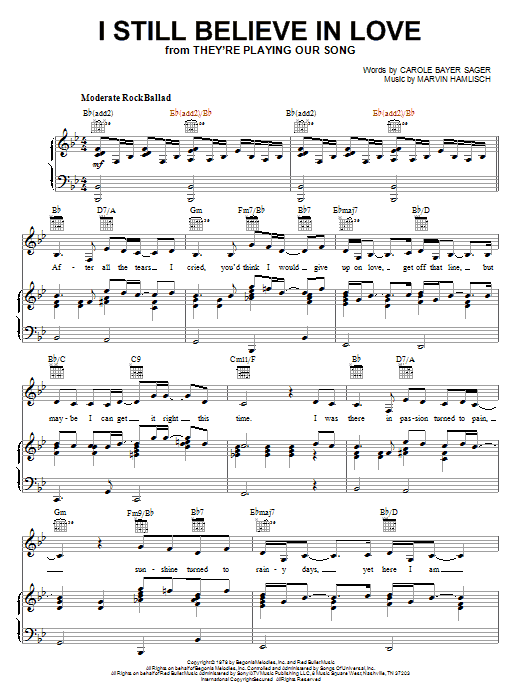 Marvin Hamlisch I Still Believe In Love sheet music notes and chords. Download Printable PDF.