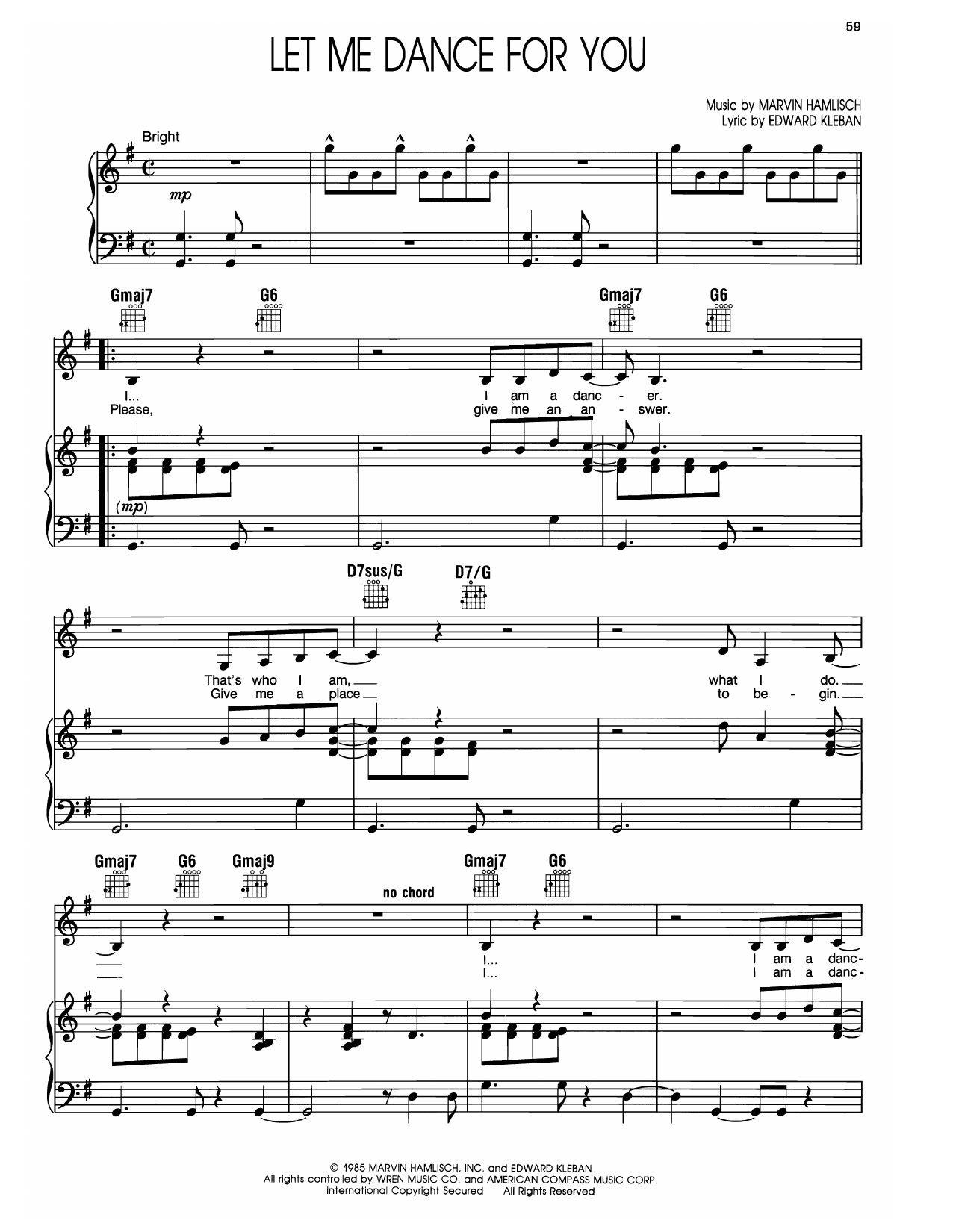 Marvin Hamlisch Let Me Dance For You (from A Chorus Line) sheet music notes and chords. Download Printable PDF.