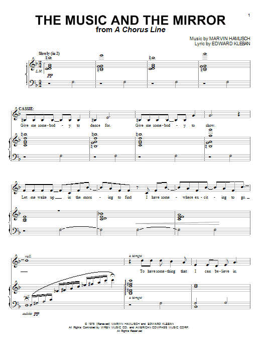 Marvin Hamlisch The Music And The Mirror (from A Chorus Line) sheet music notes and chords. Download Printable PDF.