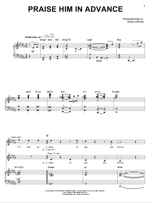 Marvin Sapp Praise Him In Advance sheet music notes and chords arranged for Piano & Vocal