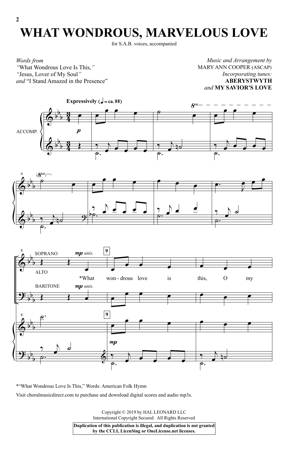 Mary Ann Cooper What Wondrous, Marvelous Love sheet music notes and chords. Download Printable PDF.