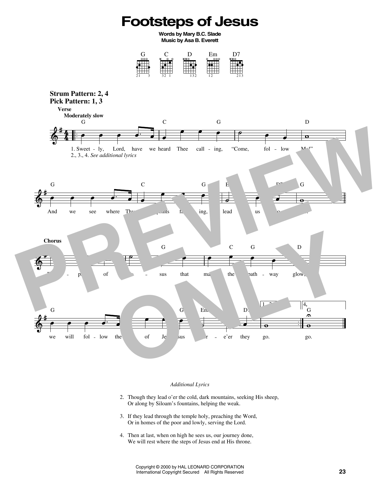 Mary B.C. Slade Footsteps Of Jesus sheet music notes and chords. Download Printable PDF.