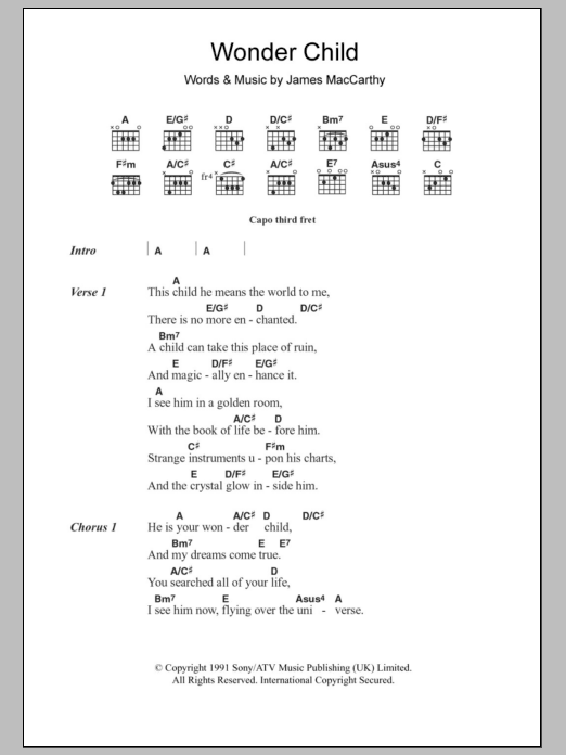 Mary Black Wonder Child sheet music notes and chords. Download Printable PDF.