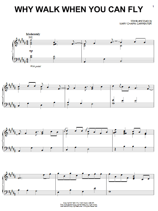 Learn to play Mary Chapin Carpenter Why Walk When You Can Fly sheet music for Piano, Vocal & Guitar Chords (Right-Hand Melody) in minutes. Price: 7.8900$ Mary Chapin Carpenter Why Walk When You Can Fly sheet music notes and chords arranged for Piano, Vocal & Guitar Chords (Right-Hand Melody)
