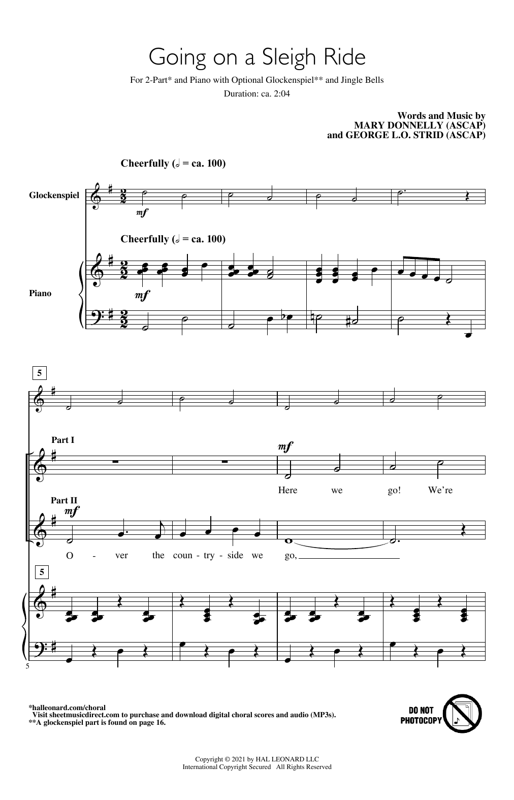 Mary Donnelly and George L.O. Strid Going On A Sleigh Ride sheet music notes and chords. Download Printable PDF.