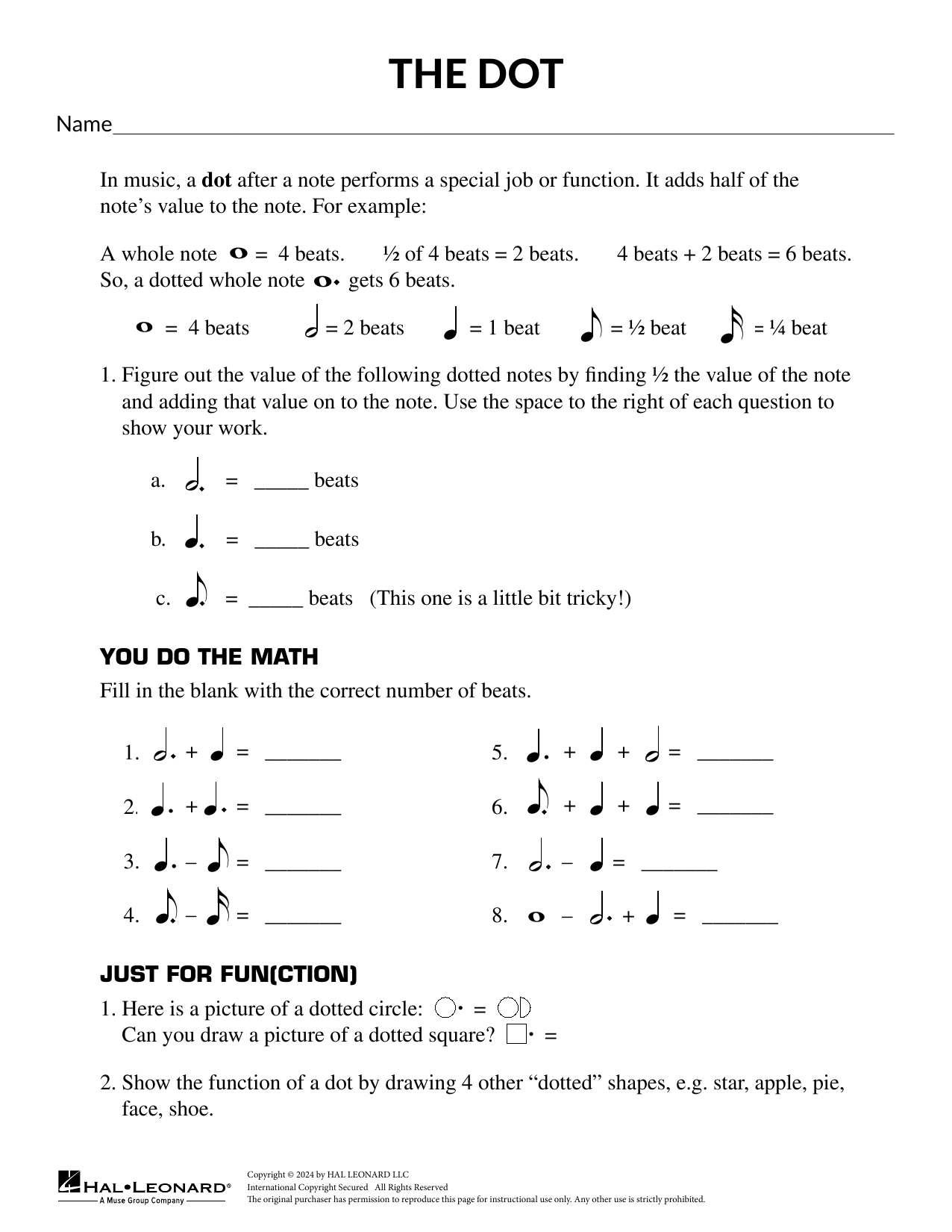 Mary Donnelly Dotted Notes sheet music notes and chords arranged for Theory Worksheet