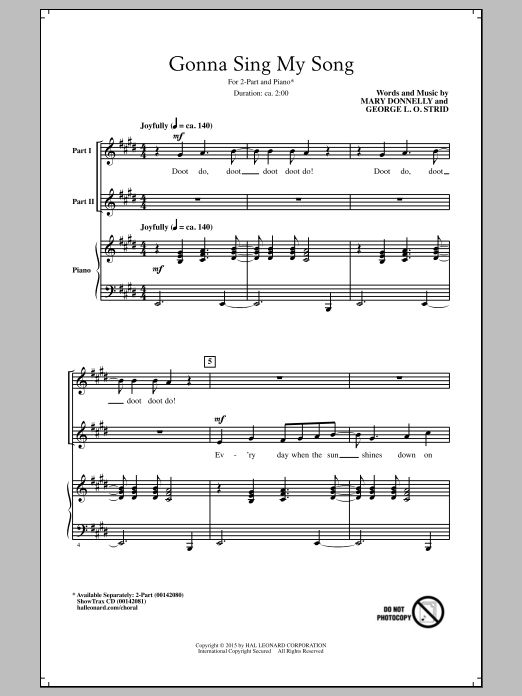 Mary Donnelly Gonna Sing My Song sheet music notes and chords. Download Printable PDF.